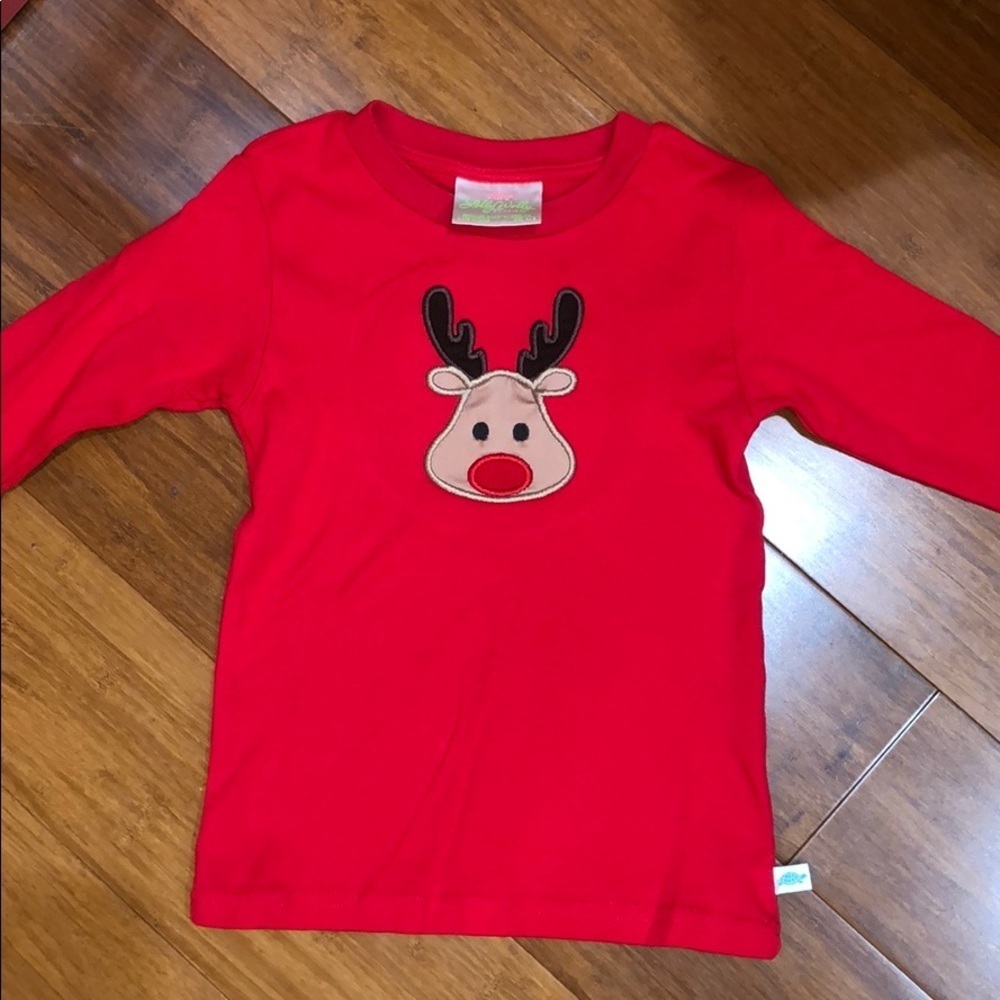 Lolly Wolly doodle Reindeer appliqué shirt unisex size 12 NWT